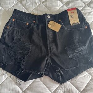 Levi's Women's Black Distressed Denim Shorts